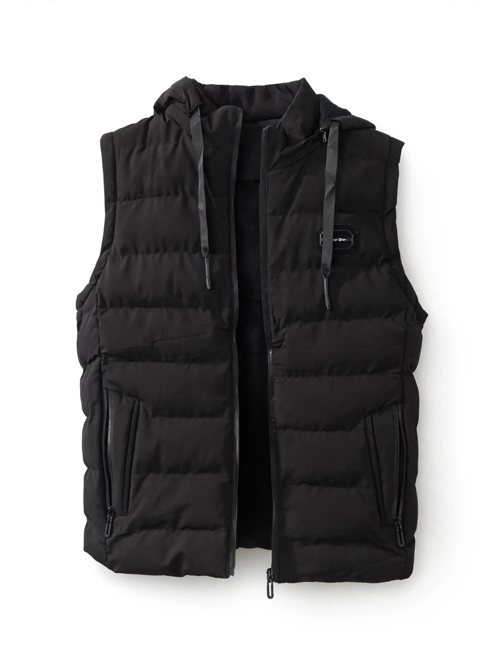 Quilted Hooded Puffer Vest - Black with pockets New Without Tags  medium